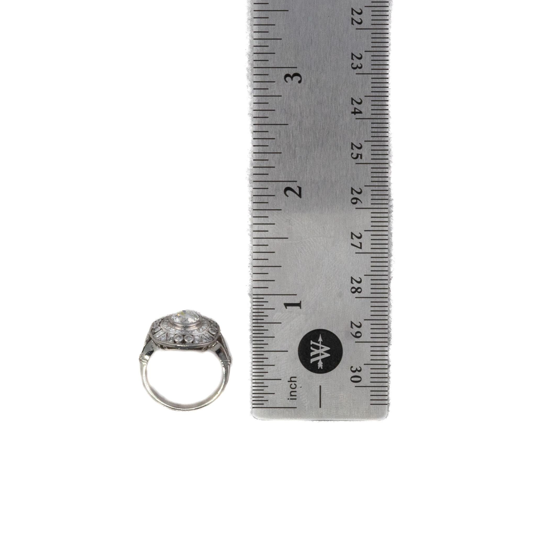 Round Cut White Gold Art Deco Circular Diamond Halo Ring For Sale