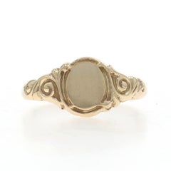Yellow Gold Art Deco Engravable Signet Signet Ring - 14k Vintage