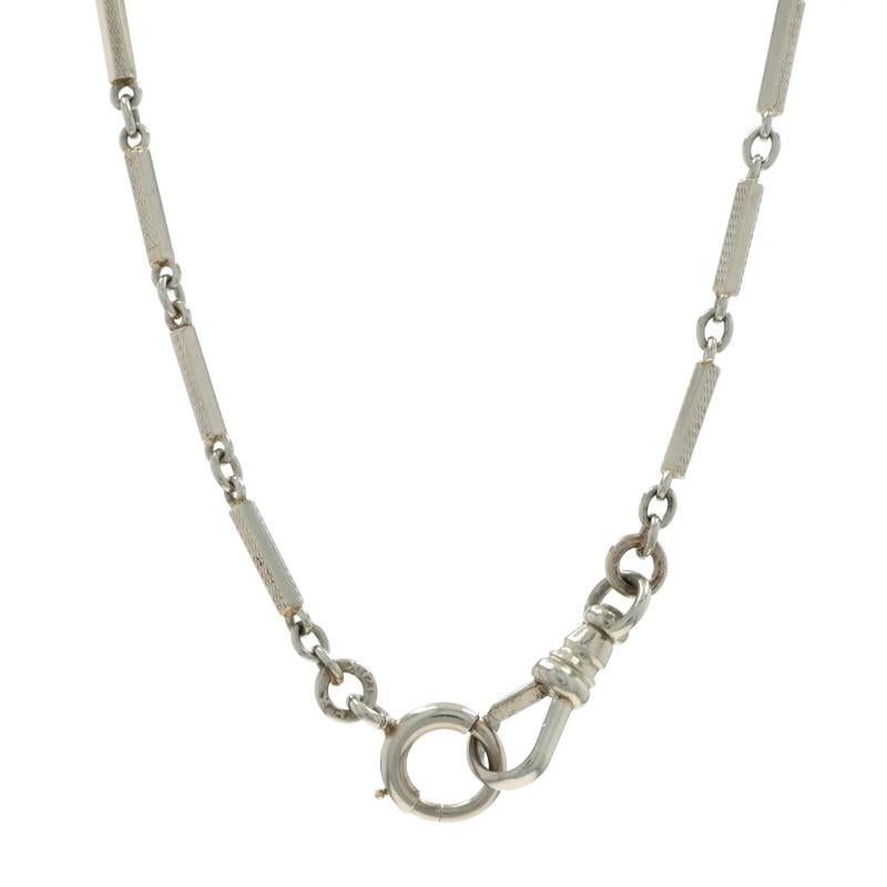 White Gold Art Deco Fancy Long & Short Pocket Watch Chain 13 1/2