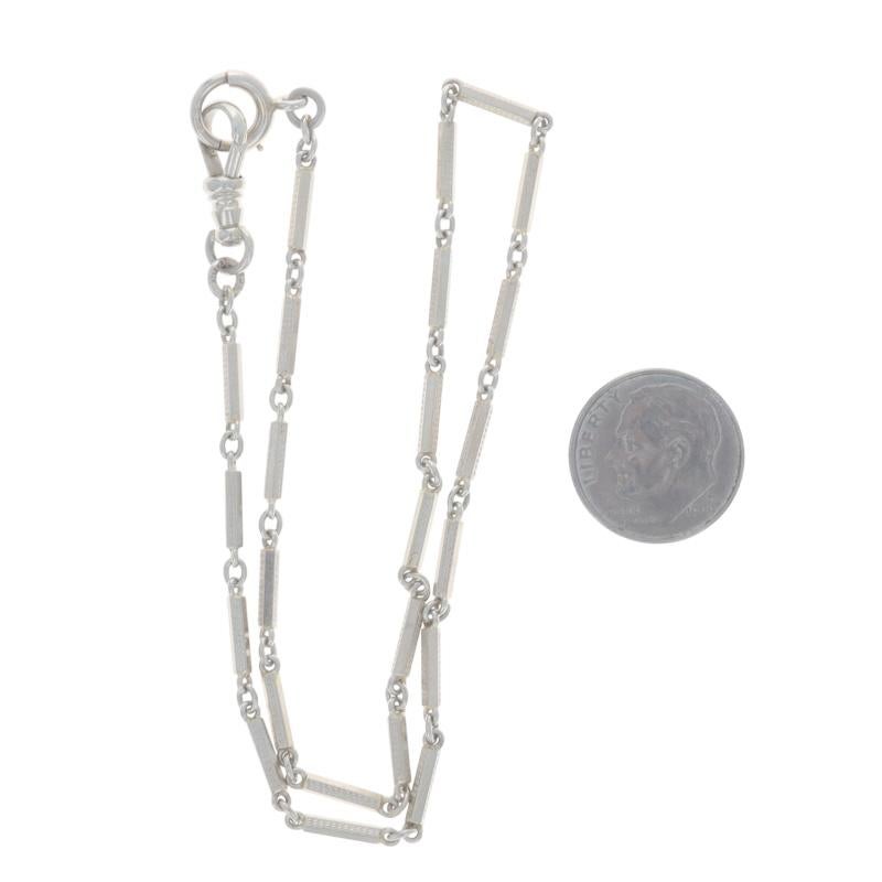 White Gold Art Deco Fancy Long & Short Pocket Watch Chain 13 1/2