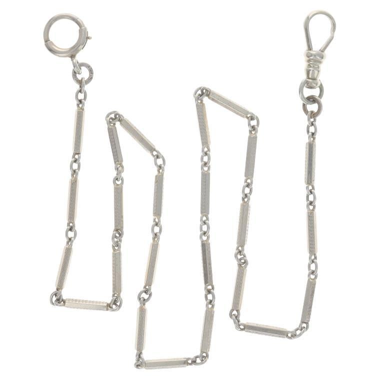 Catena per orologio da taschino lunga e corta in oro bianco Art of Vintage - 14k