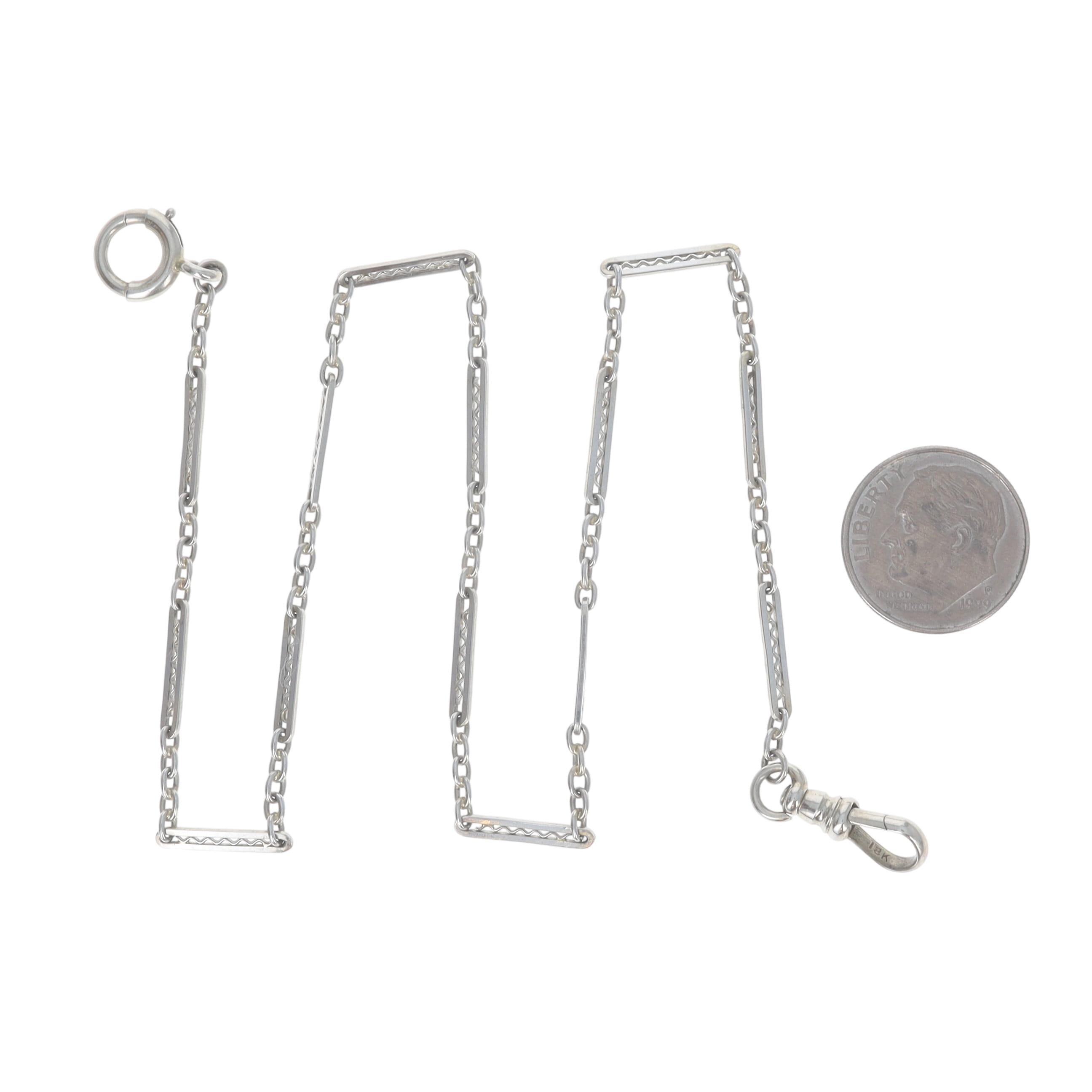 Weißgold Art Deco Fancy lange & kurze Taschenuhr Kette 13 1/4