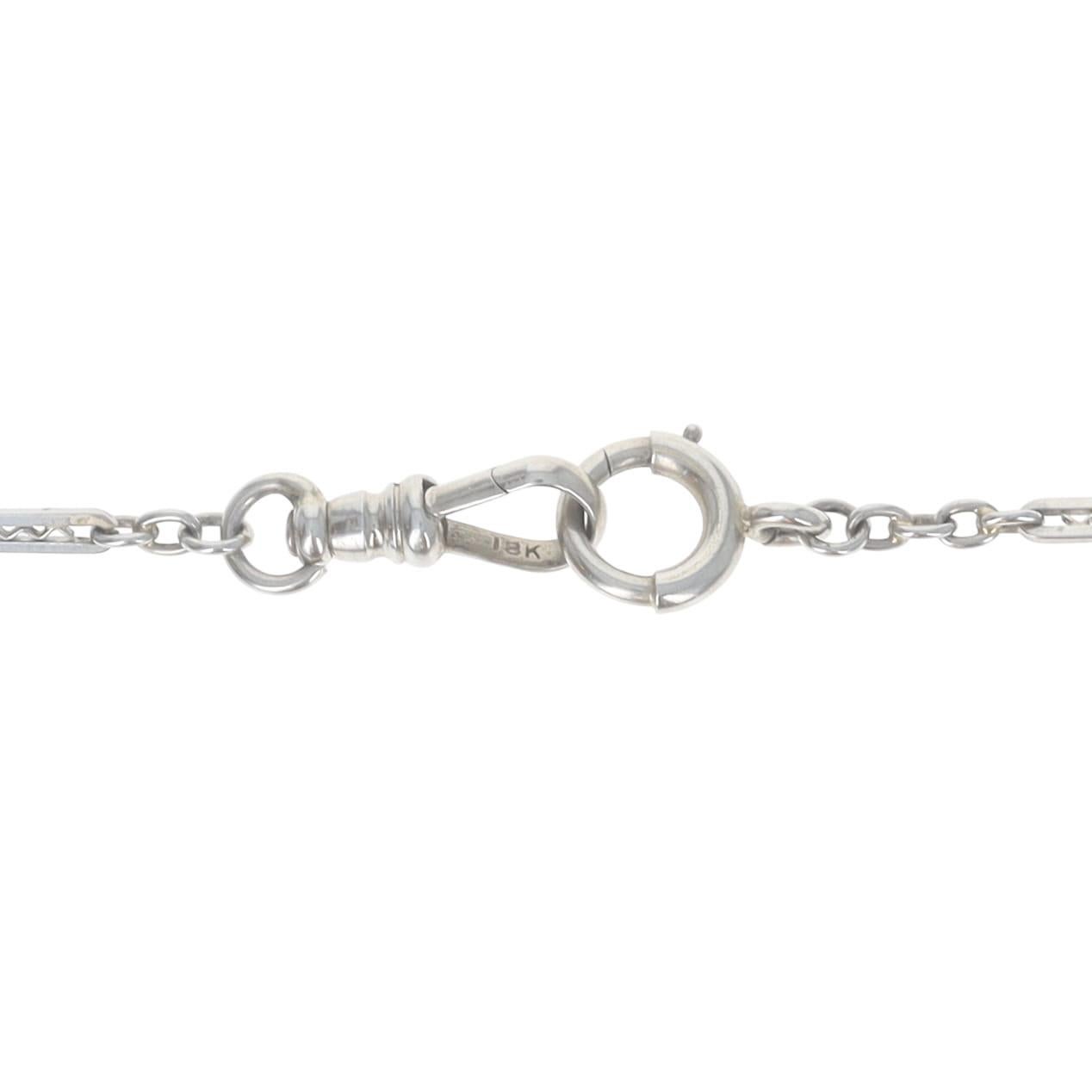 Weißgold Art Deco Fancy lange & kurze Taschenuhr Kette 13 1/4