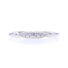 White Gold Art Deco Floral Wedding Band - 14k Ring