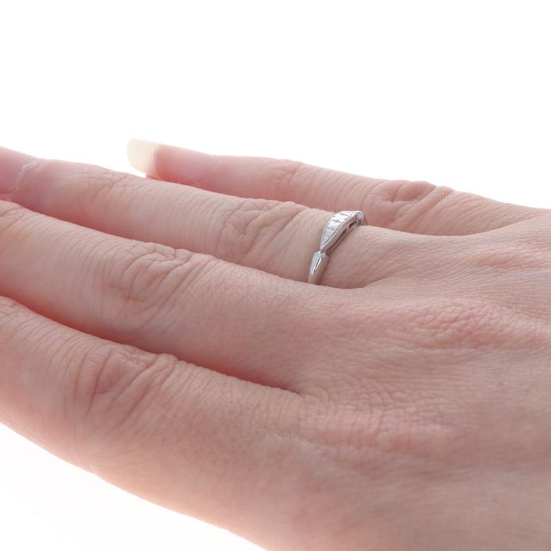 White Gold Art Deco Floral Wedding Band - 14k Ring For Sale 1