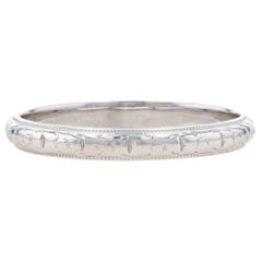 Weißgold Art Deco Blumen-Hochzeitsring 18k Vintage Milgrain Ring Größe 7 1/2