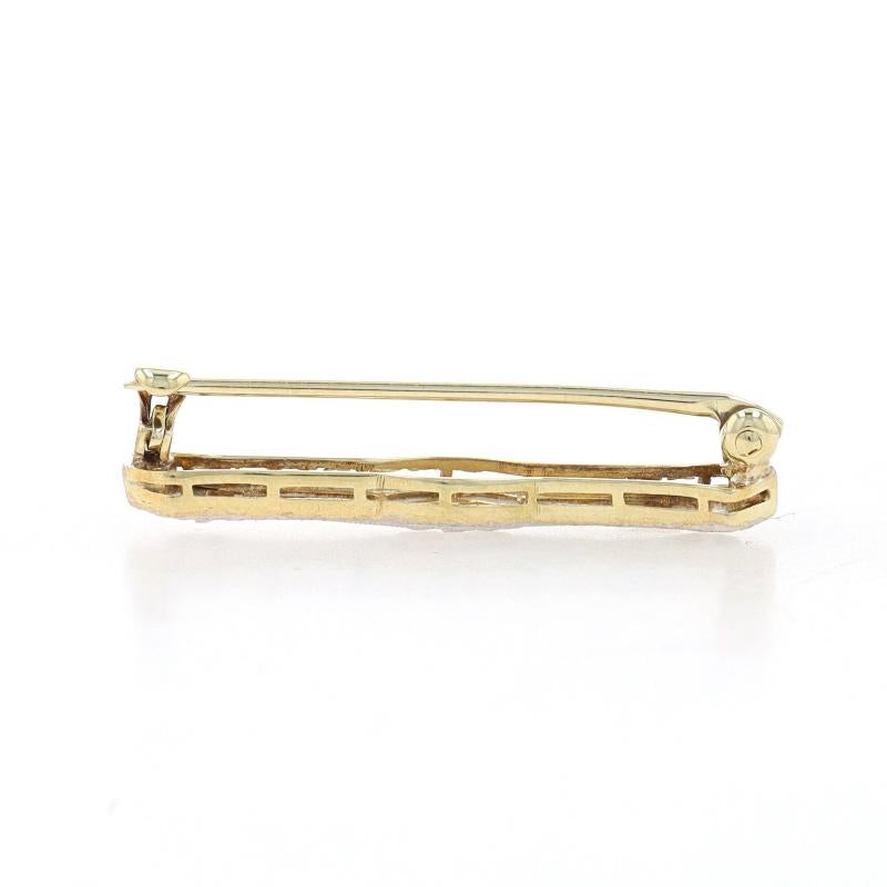 White Gold Art Deco Lingerie Bar Pin - 14k Vintage Filigree Milgrain In Excellent Condition For Sale In Greensboro, NC