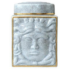 White & Gold Art Deco 'Medusa' Tea Caddy by Tyra Lundgren for ALP, Sweden, 1930s