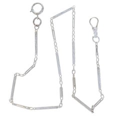 White Gold Art Deco Pocket Watch Chain 13 3/4" - 14k