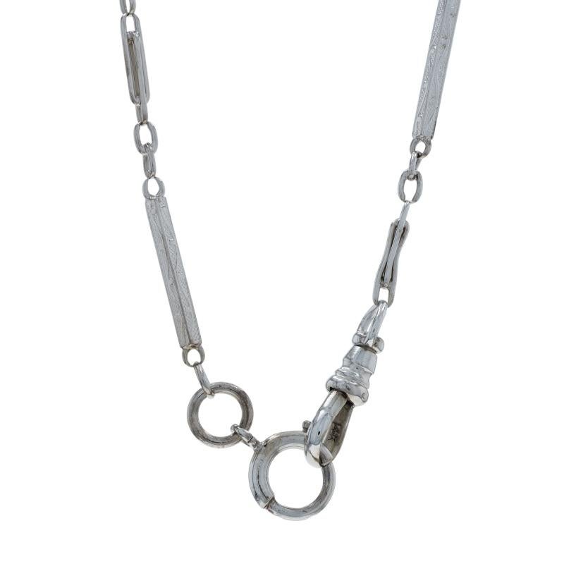 Cadena de reloj de bolsillo Art Decó de oro blanco 13 3/4