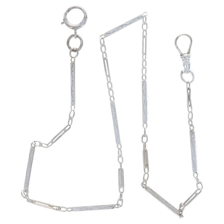 Catena per orologio da tasca Art Deco in oro bianco da 13 3/4" - 14k