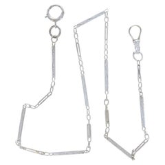 Catena per orologio da tasca Art Deco in oro bianco da 13 3/4" - 14k