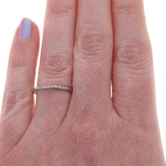 White Gold Art Deco Wedding Band - 14k Vintage Ring SZ 7 1/2