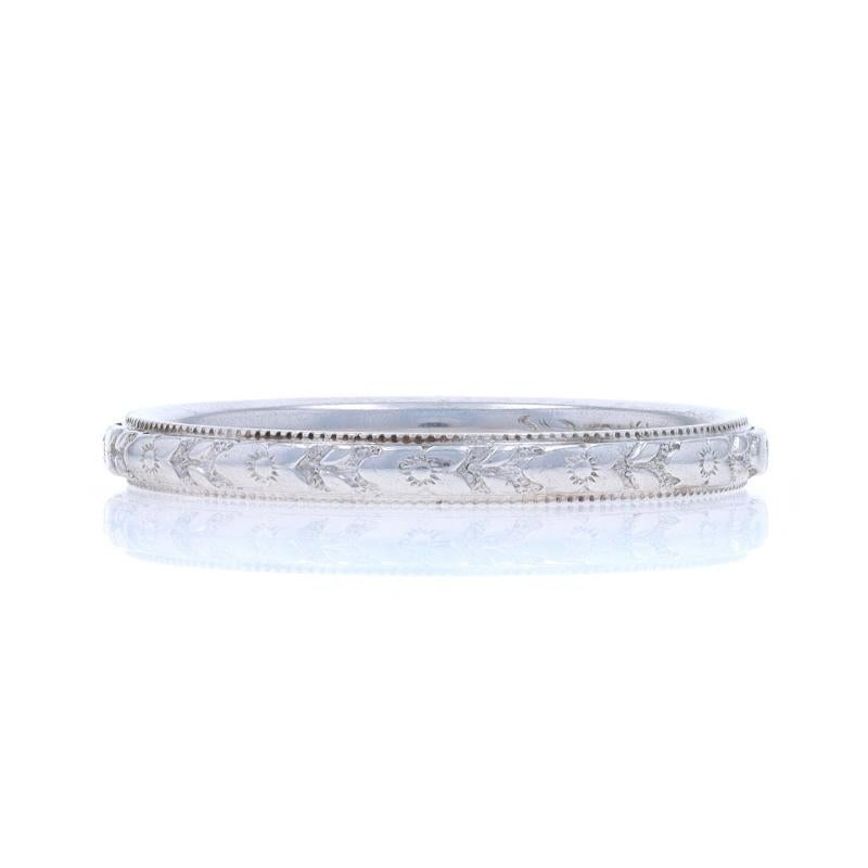 Femenino o masculino Alianza de boda Art Decó de oro blanco - 18k Anillo SZ 6 en venta