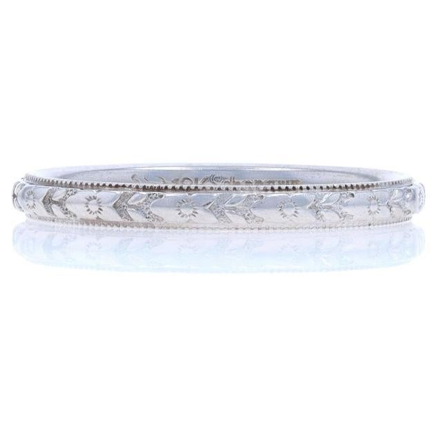 Alianza de boda Art Decó de oro blanco - 18k Anillo SZ 6 en venta