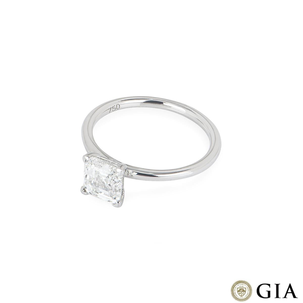 Women's White Gold Asscher Cut Diamond Ring 1.50ct I/SI1 For Sale