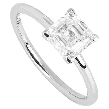 White Gold Asscher Cut Diamond Ring 1.50ct I/SI1 For Sale