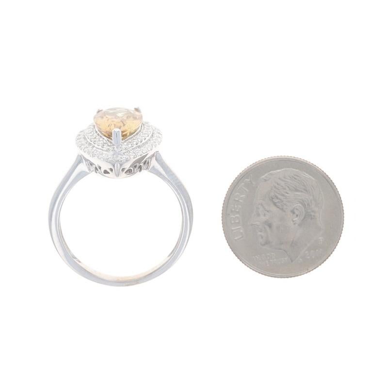 White Gold Axinite & Diamond Double Halo Ring - 14k Pear 2.41ctw For Sale 1