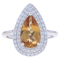 Anillo doble halo de oro blanco con axinita y diamantes - 14k Pera 2,41ctw