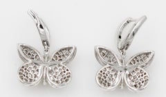 Graff Boucles d'oreilles papillon princesse en or blanc avec diamants pavés