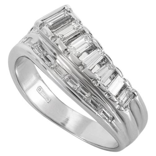 White Gold Baguette Cut Diamond Dress Ring 1.57ct