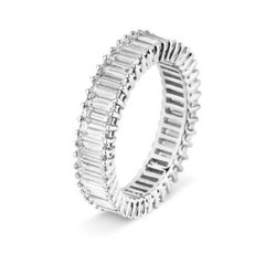 White Gold Baguette Cut Diamond Full Eternity Ring, 2.74ct