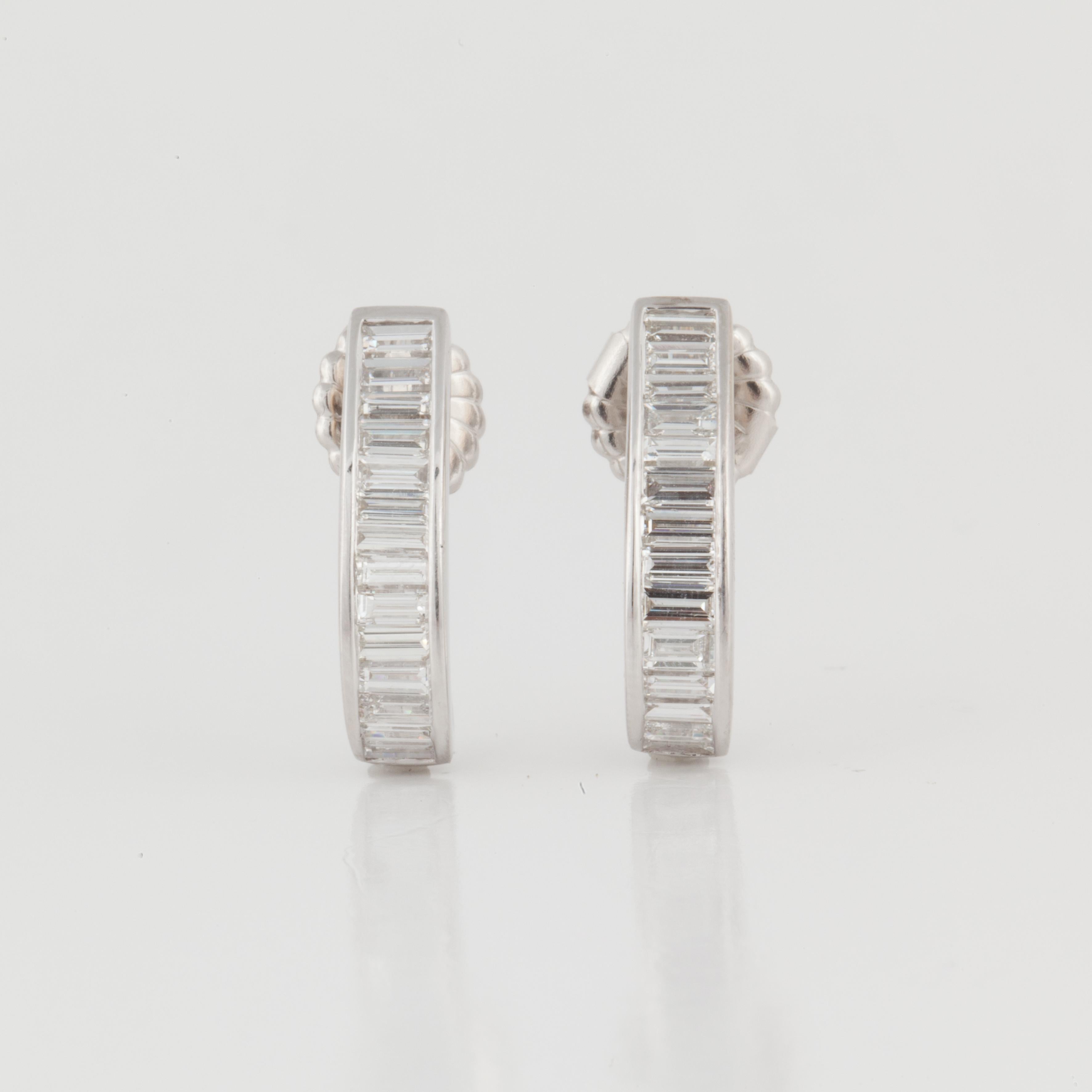 baguette diamond hoop earrings