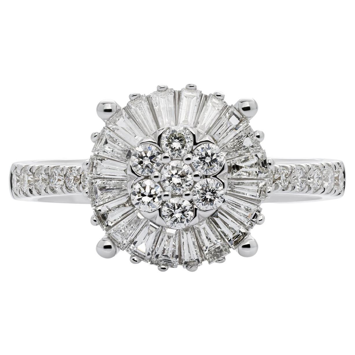 White Gold Baguette Diamond Ring – 0.66 Carat Total Weight, 18k Gold