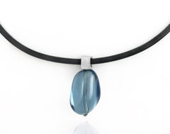 White Gold Bail with Blue Topaz Pendant