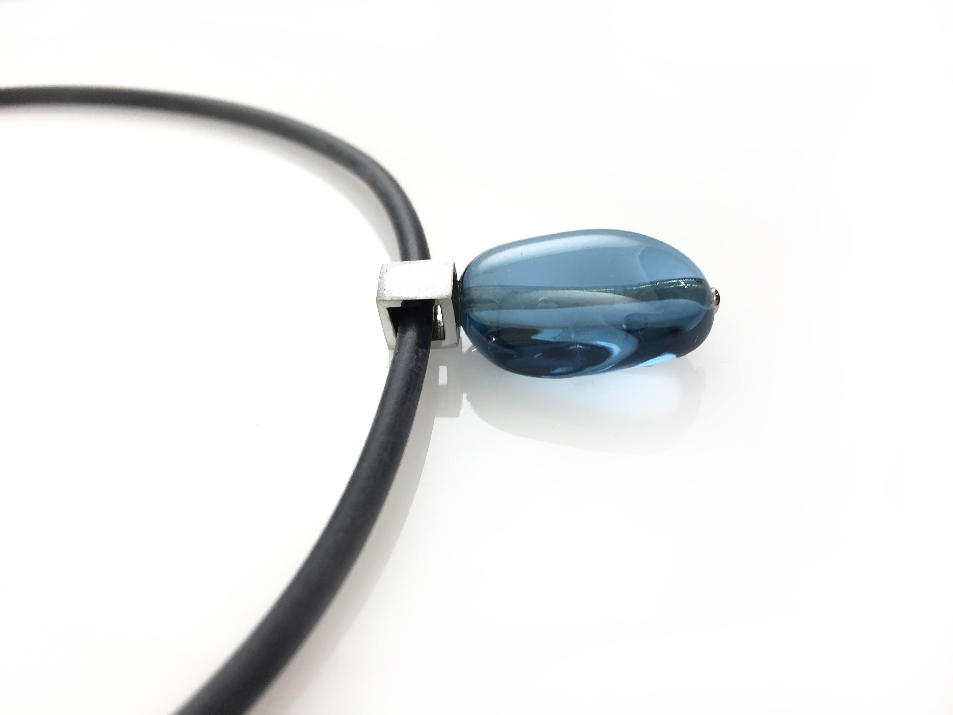 Contemporary White Gold Bail with Blue Topaz Pendant