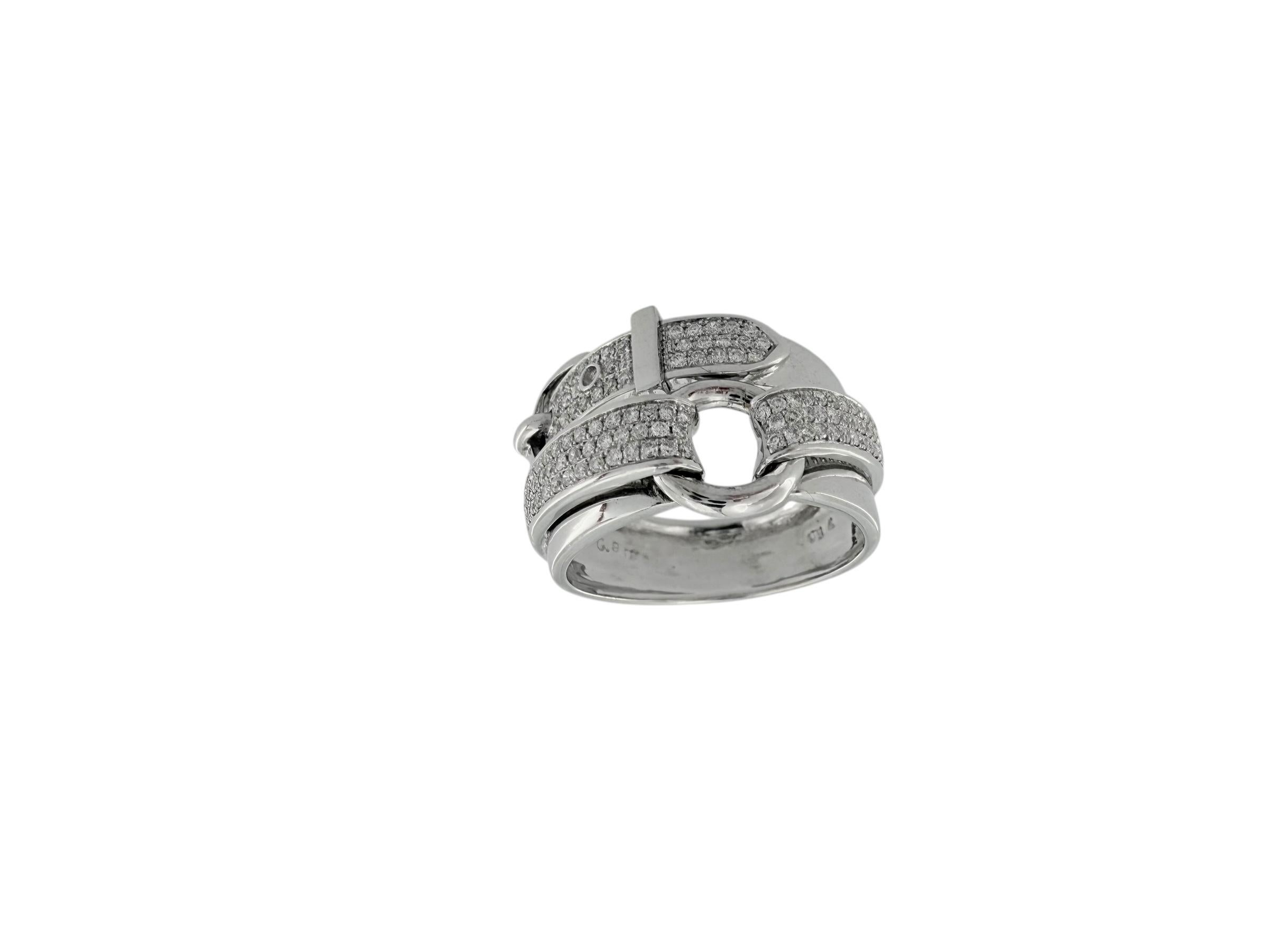 Weißgold Band Ring Gürtel Design mit natürlichen Diamanten (Brillantschliff) im Angebot