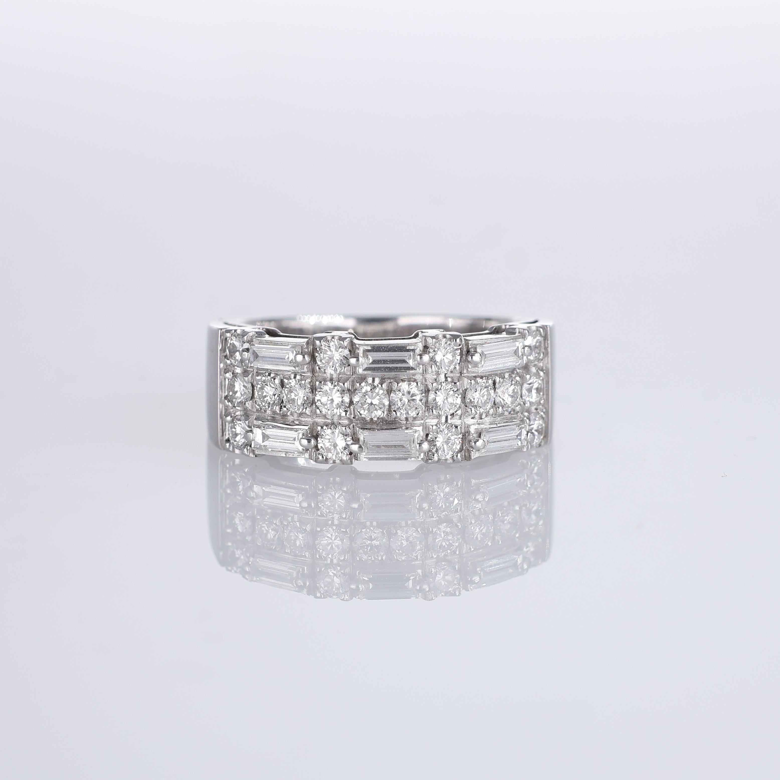 IMPORTANT NOTE:
✔ No additional costs will be added to this order.
✔ Shipping and customs duties are fully covered by us.
--------------------
A stunning band ring crafted in 18k white gold, featuring an elegant geometric design enhanced by