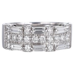 White Gold Band Ring with Baguette-Cut Diamonds