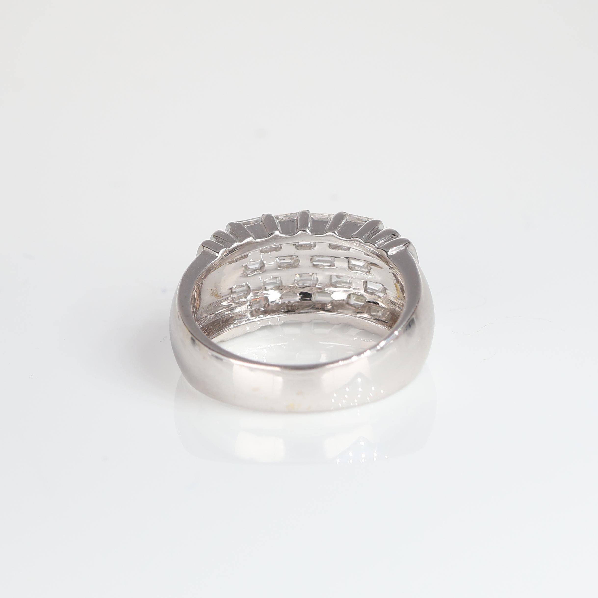 Women's or Men's White Gold Band Ring with Baguette Diamonds, 1.40 Carats For Sale