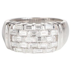 White Gold Band Ring with Baguette Diamonds, 1.40 Carats