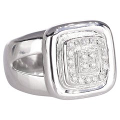 White Gold Band Ring with Central Square Pavé
