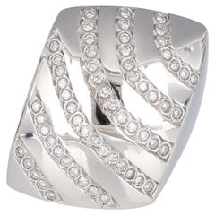 White Gold Band Ring with Diagonal Diamond Stripes 0.29 Carats