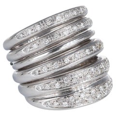 White Gold Band Ring with Five Pavé Diamond Sections