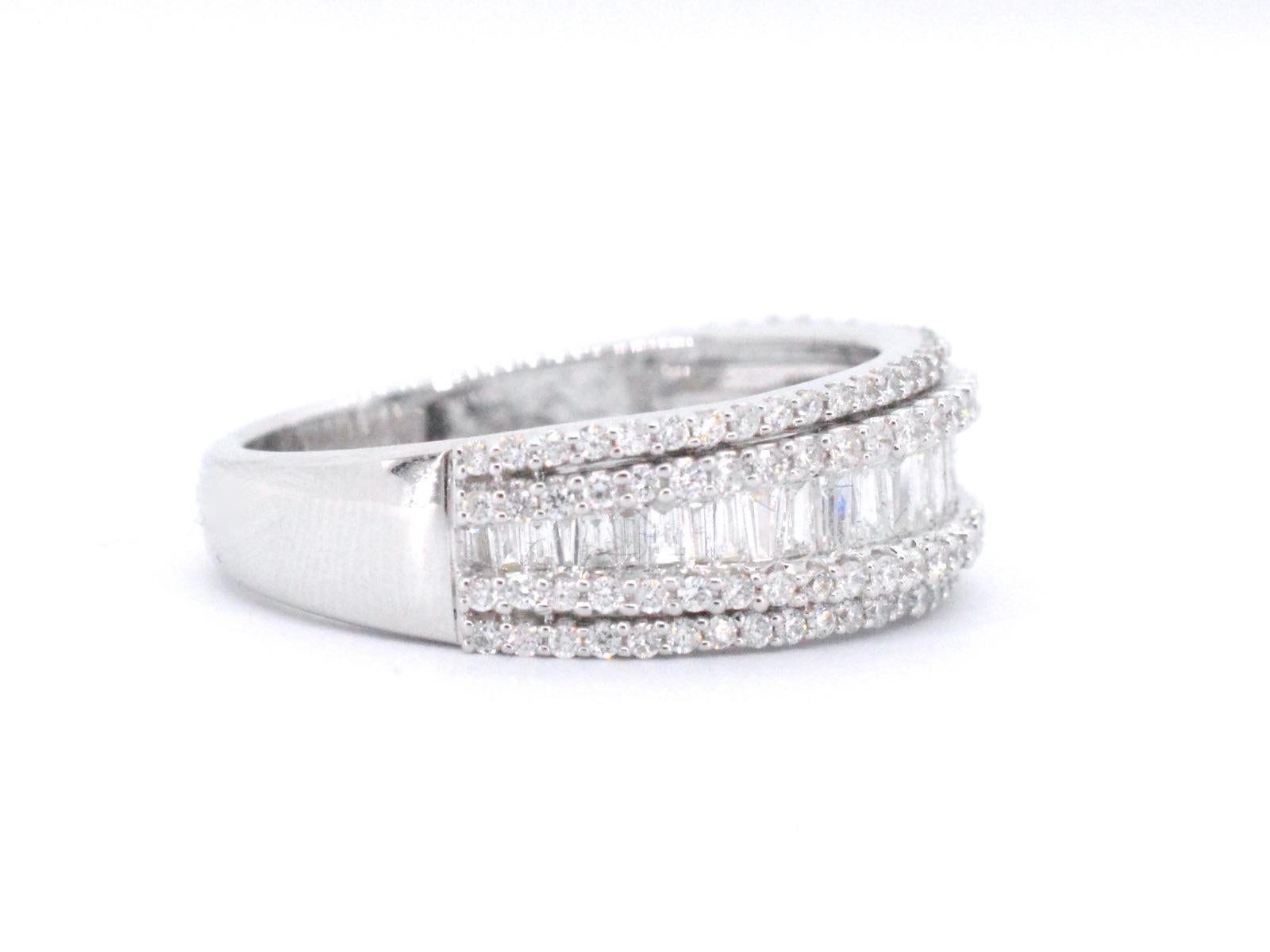 Brilliant Cut White Gold Band Ring with Five Rows of Diamonds 1.00 Carat For Sale
