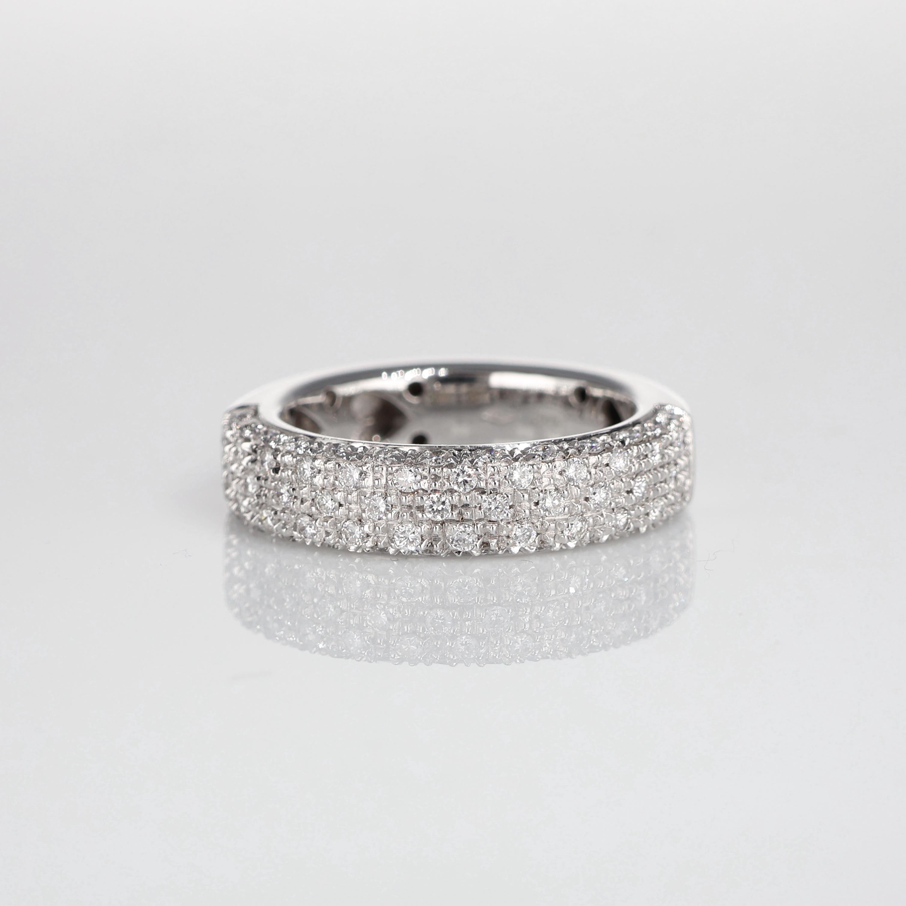 IMPORTANT NOTE:
✔ No additional costs will be added to this order.
✔ Shipping and customs duties are fully covered by us.
--------------------
This refined white gold band ring features a stunning pavé design, expertly adorned with brilliant-cut