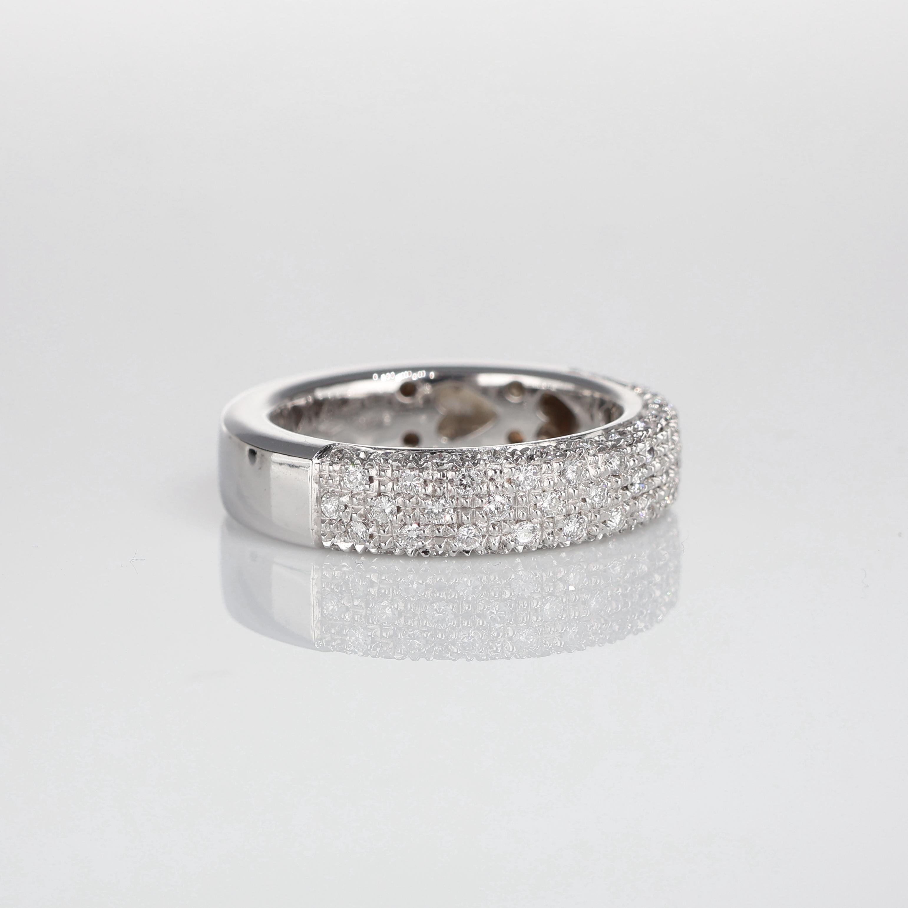 Brilliant Cut White Gold Band Ring with Pavé Diamonds For Sale