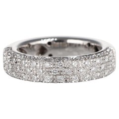 White Gold Band Ring with Pavé Diamonds