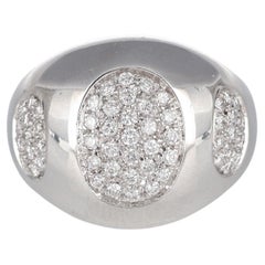 White Gold Band Ring with White Diamond 0.70 carats Pavé Ovals