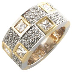 White Gold Band with 1.85 Carat Pave Diamonds and 1.60 Carat Yellow Diamonds