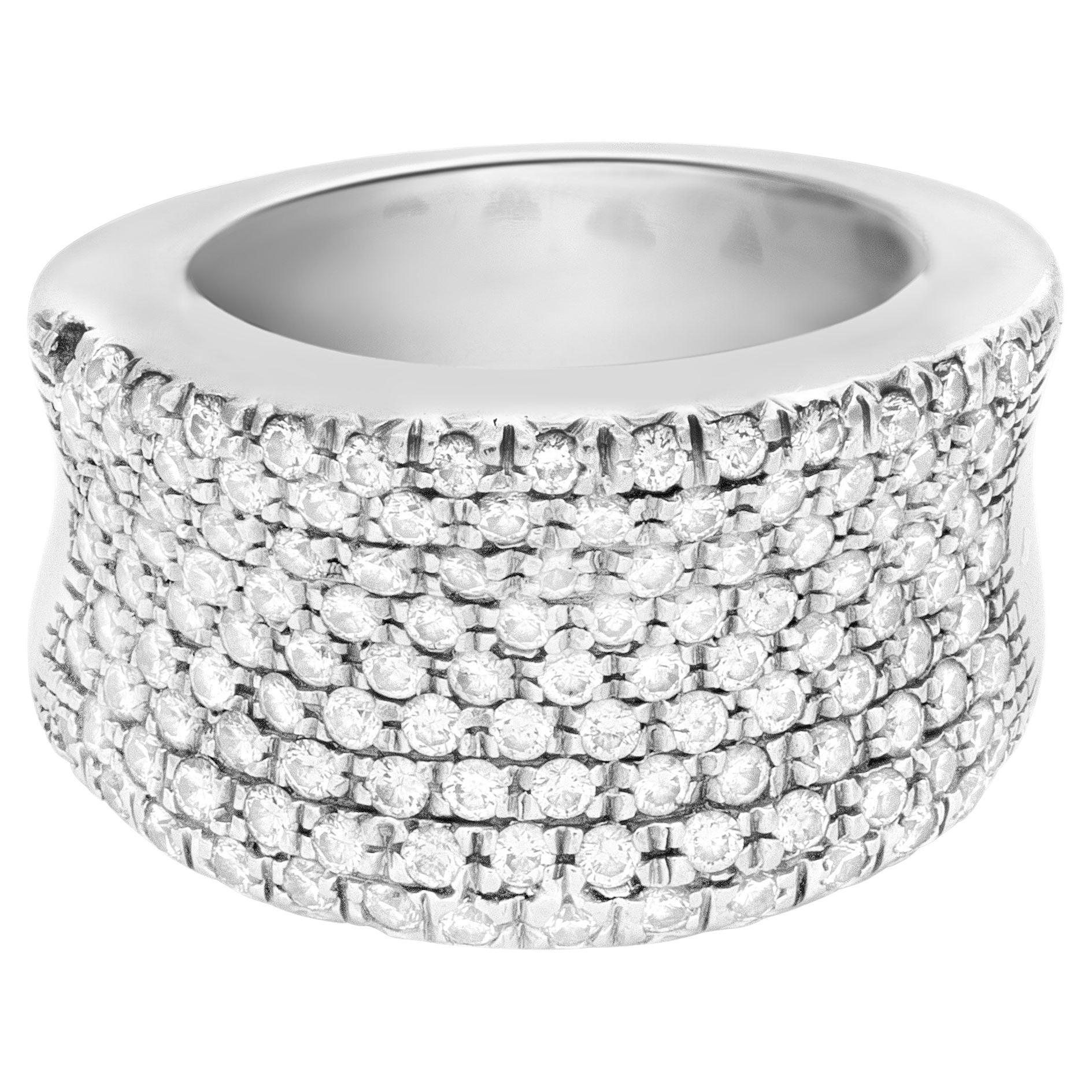 White Gold Band with Eight Rows of Pave Diamonds Wedding/Anniversary Style For Sale