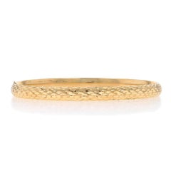Yellow Gold Bangle Bracelet 7 1/2" - 14k Etched Oval