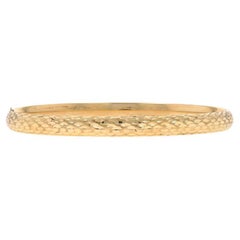 White Gold Bangle Bracelet 7 1/2" - 14k Etched Oval