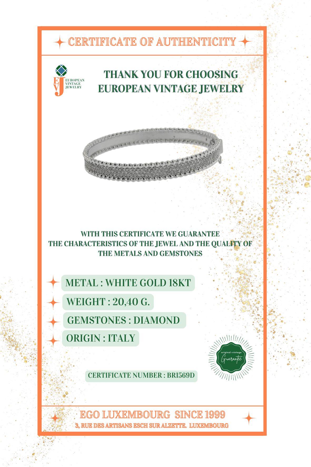 Femenino o masculino Pulsera brazalete de oro blanco con diamantes en venta