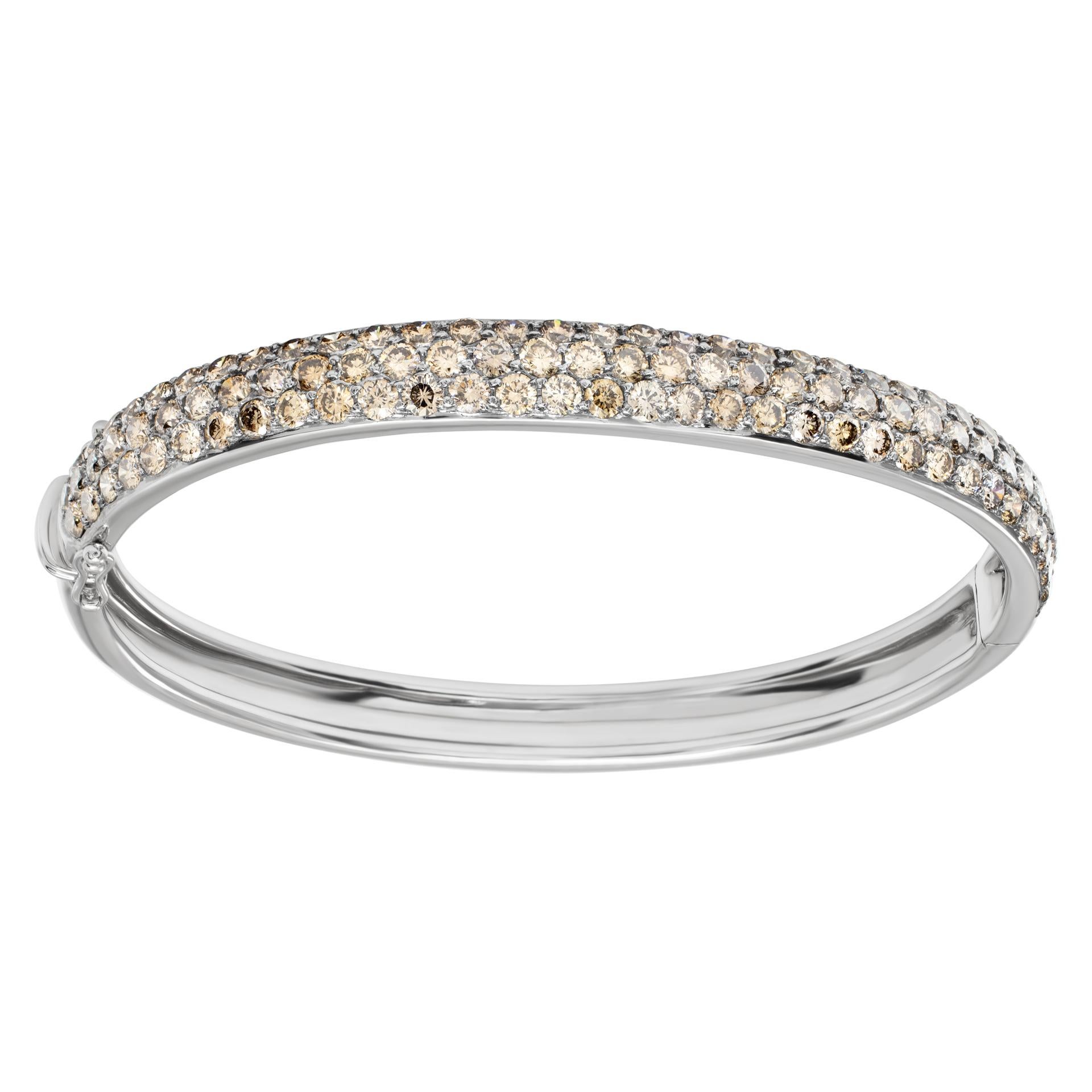 White gold bangle with brown diamonds For Sale