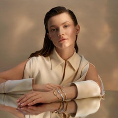 Brazalete de Oro Blanco con Micromosaico Decorado a Mano